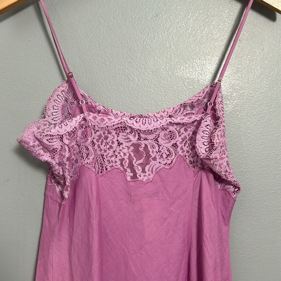 MaxAzria Collection Cotton Pink Lace Neck and Hem Maxi slip chemise size 6 - Picture 6 of 16